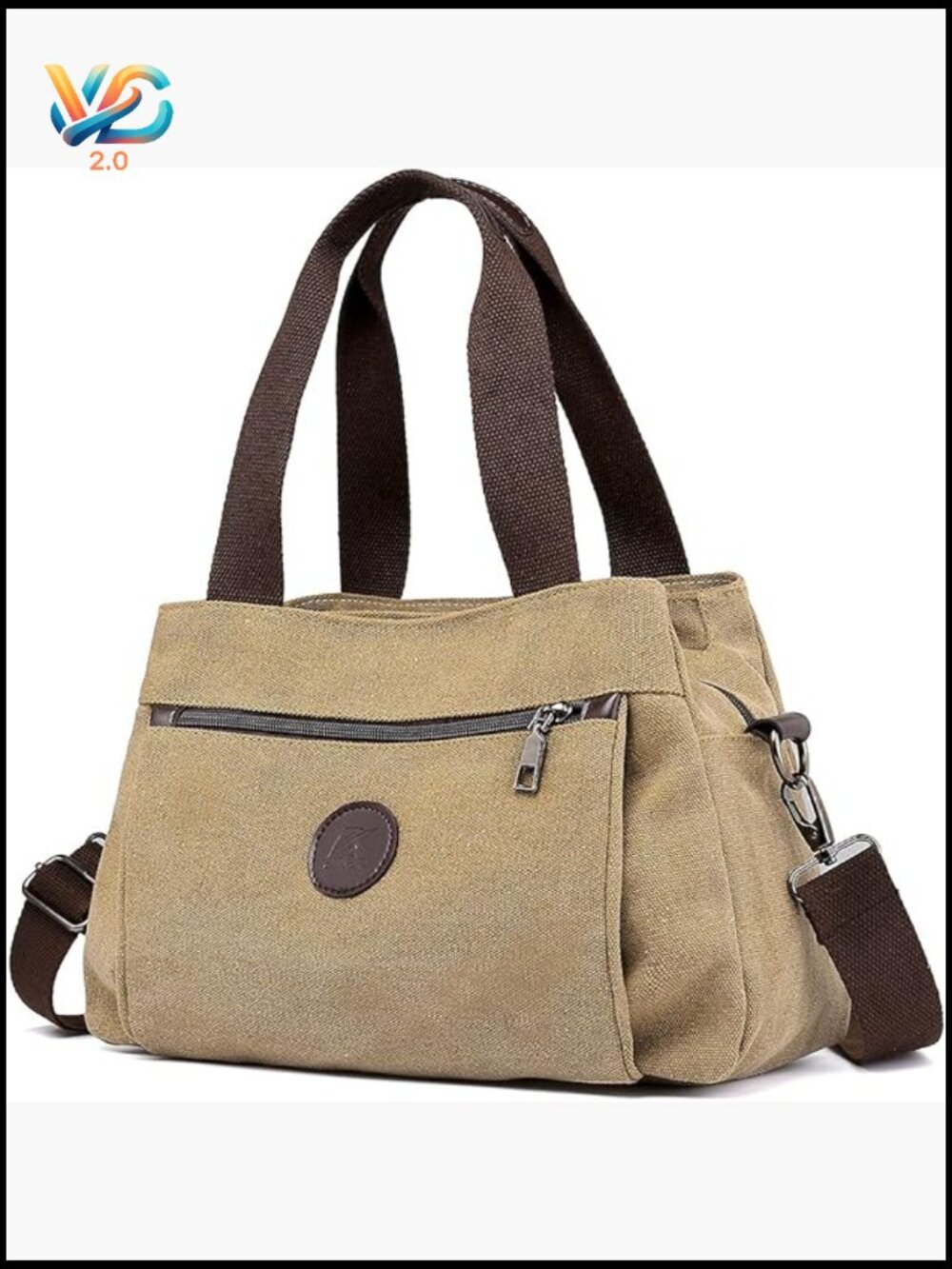 Canvas Hobo Crossbody Bag Multi Compartment Tote Medium Satchel Shoulder Bag